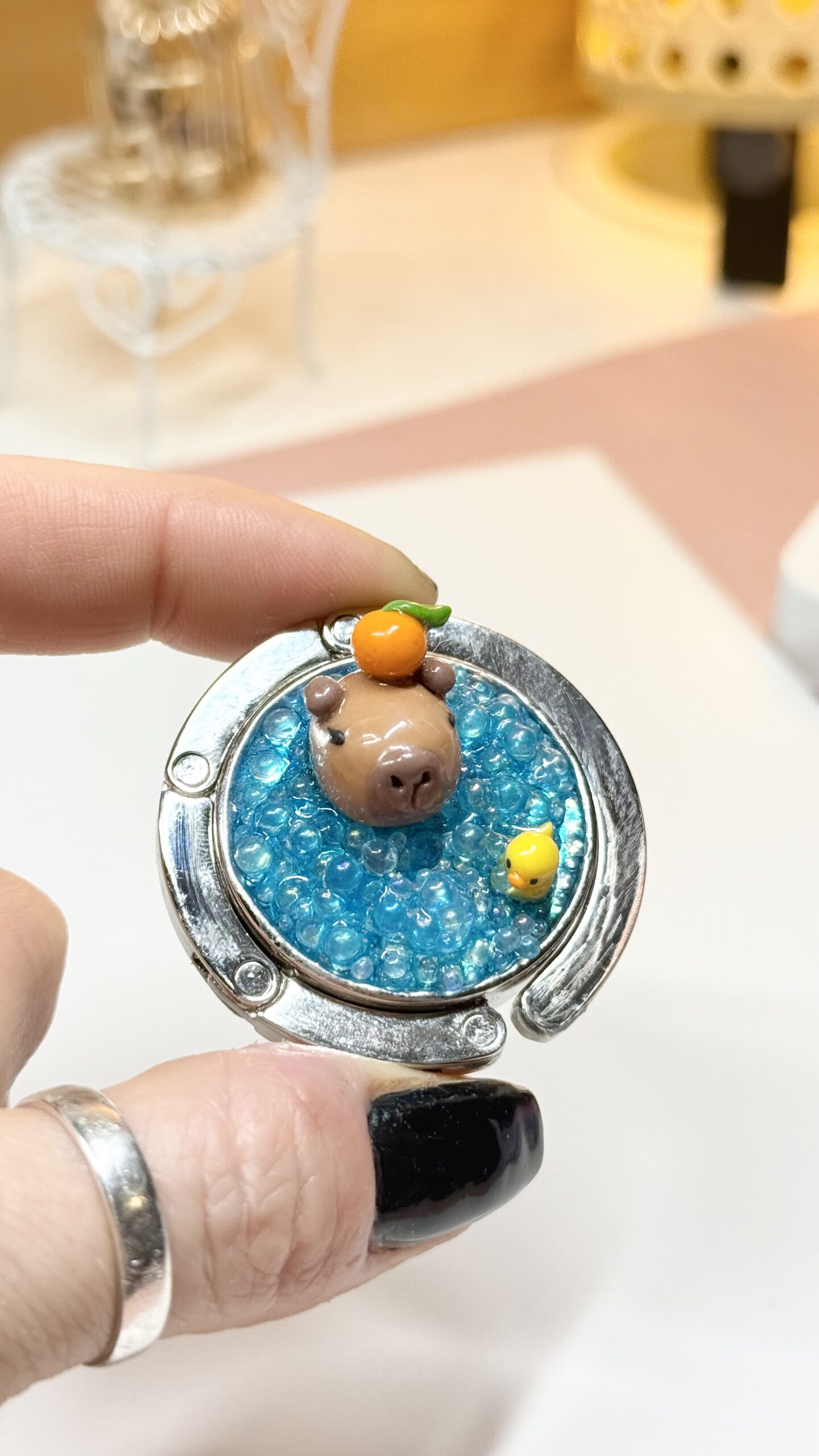 Capybara in a Bathtub – Magnetic Bag Holder (Purse Hook) - Image 6