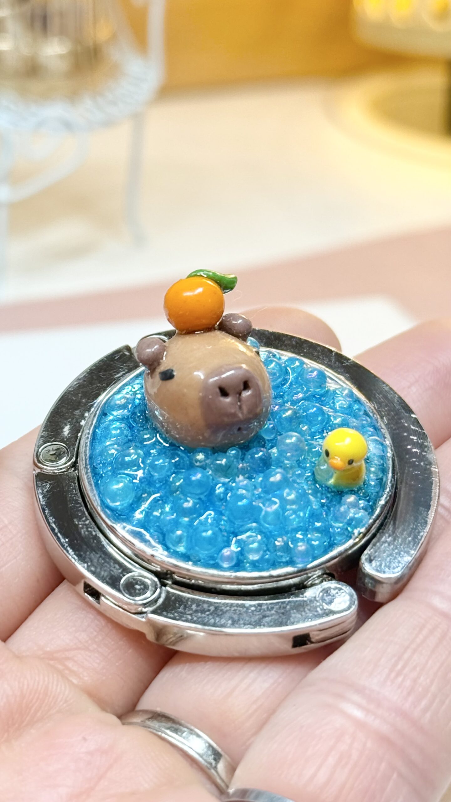Capybara in a Bathtub – Magnetic Bag Holder (Purse Hook) - Image 3